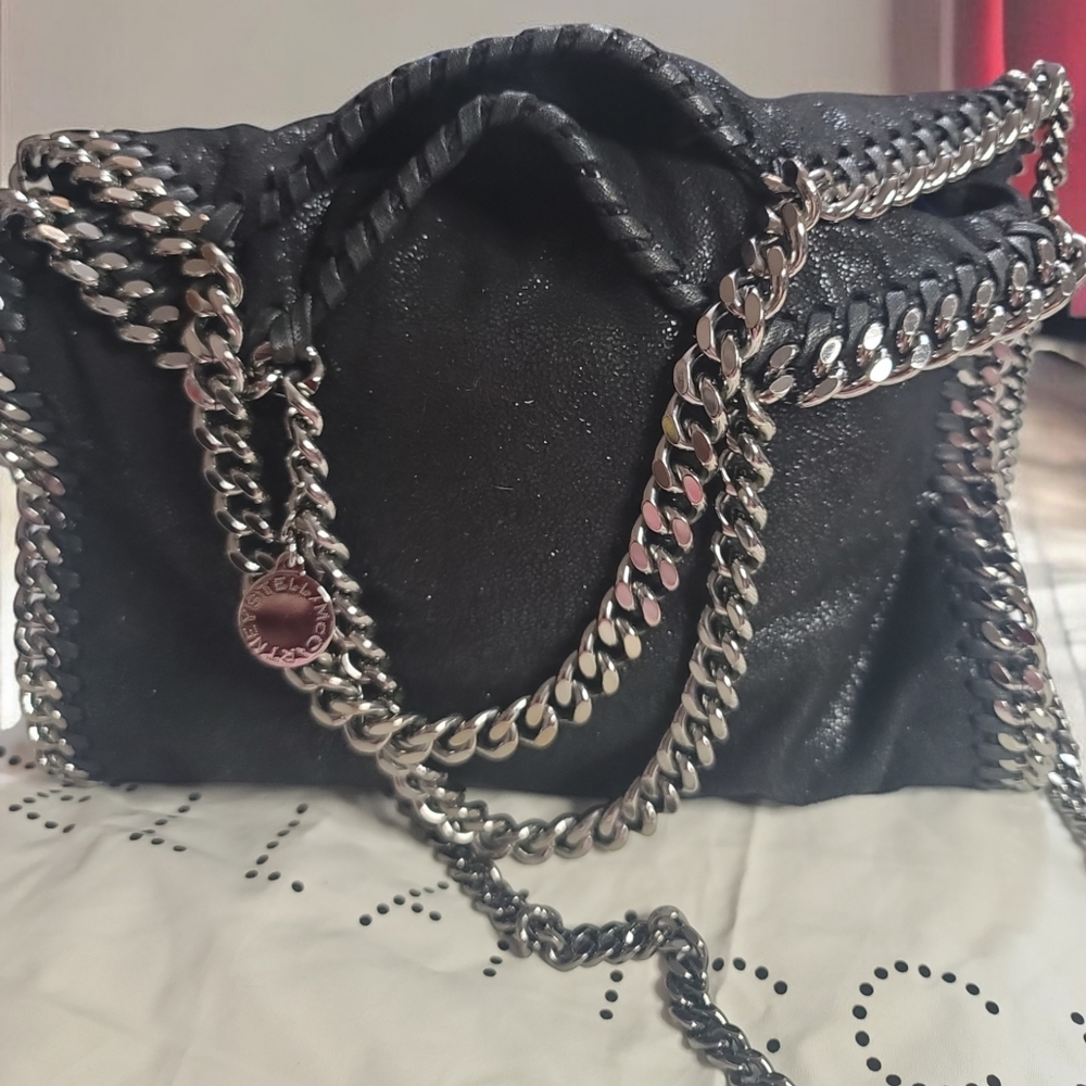 Stella McCartney Black Shaggy Deer Falabella Chain Crossbody Bag - Picture 10 of 16